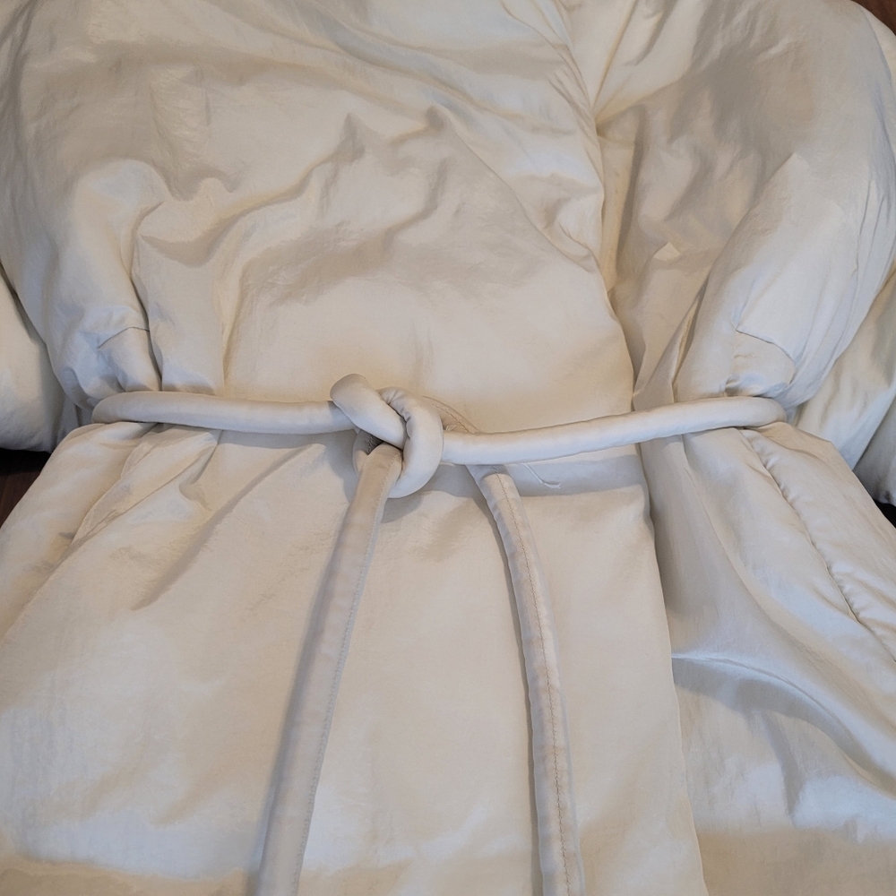 Nwt! Mango Padded Coat Belted With Pouch Ecru Sz M - Picture 5 of 13